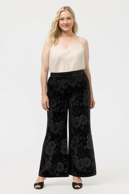 EMBOSSED STRETCH VELVET WIDE LEG PANT - Johnny Was Trending