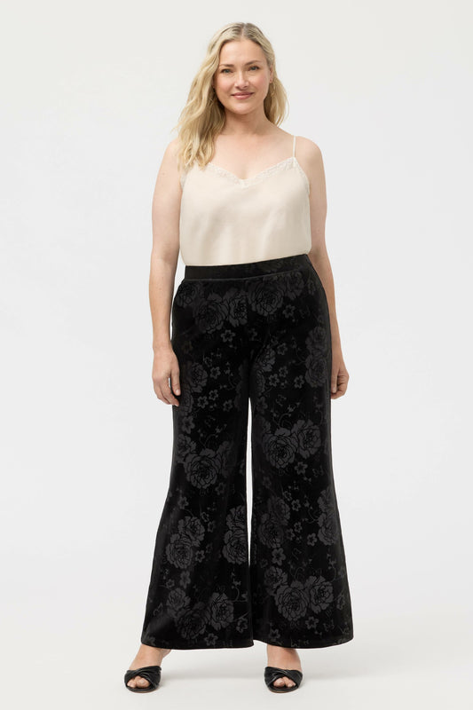 EMBOSSED STRETCH VELVET WIDE LEG PANT - Johnny Was Trending