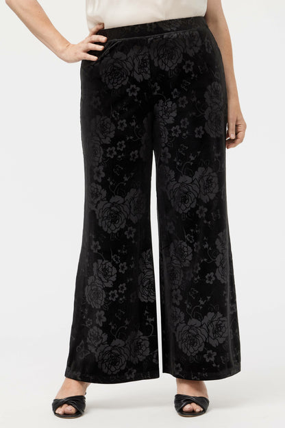 EMBOSSED STRETCH VELVET WIDE LEG PANT - Johnny Was Trending