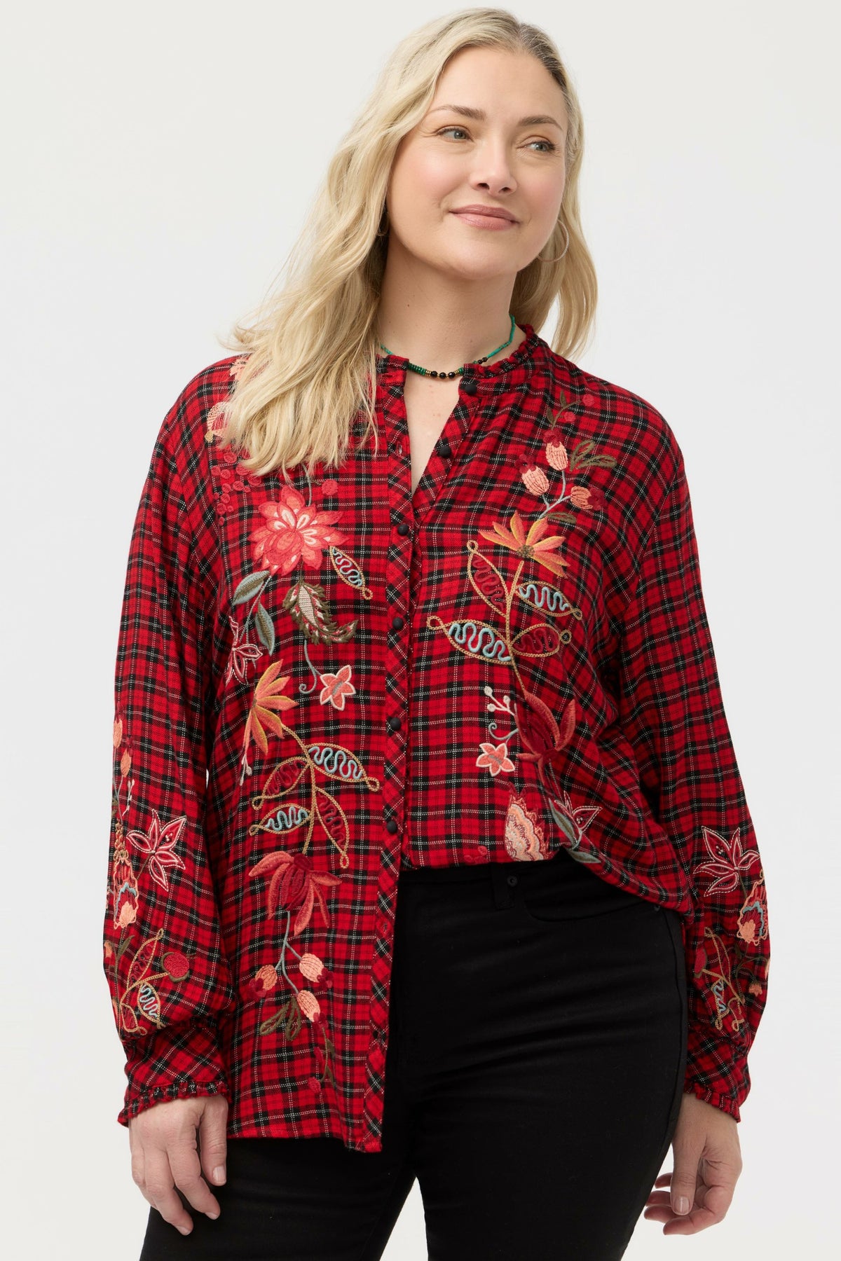 PENELLOPE RUFFLE COLLAR BLOUSE - Johnny Was Best Seller
