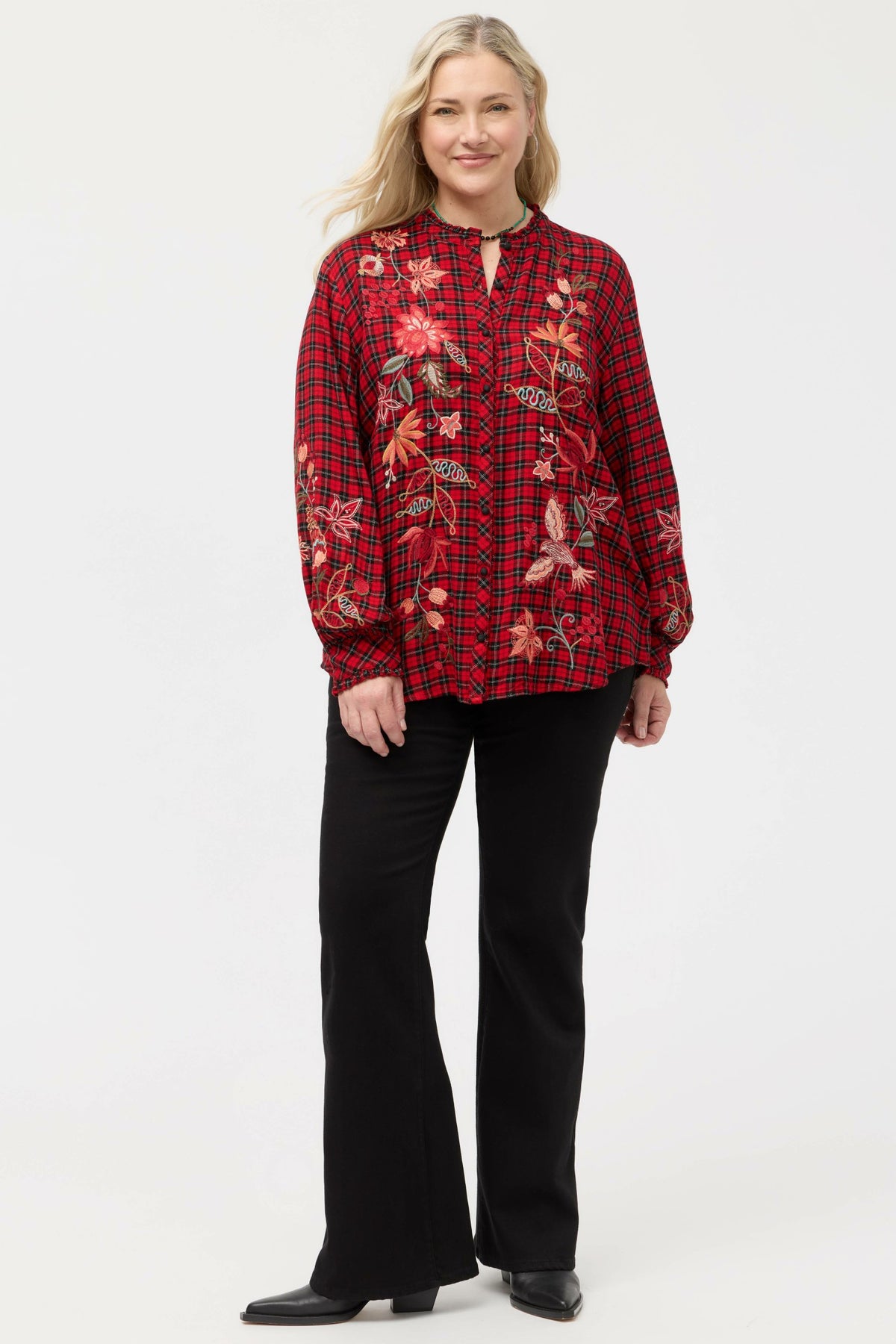 PENELLOPE RUFFLE COLLAR BLOUSE - Johnny Was Best Seller