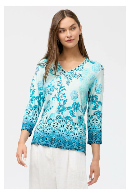 THE JANIE FAVORITE 3/4 SLEEVE V-NECK TEE - Johnny Was Best Seller