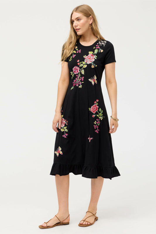 ELBOW SLEEVE RUFFLE DRESS - Johnny Was New